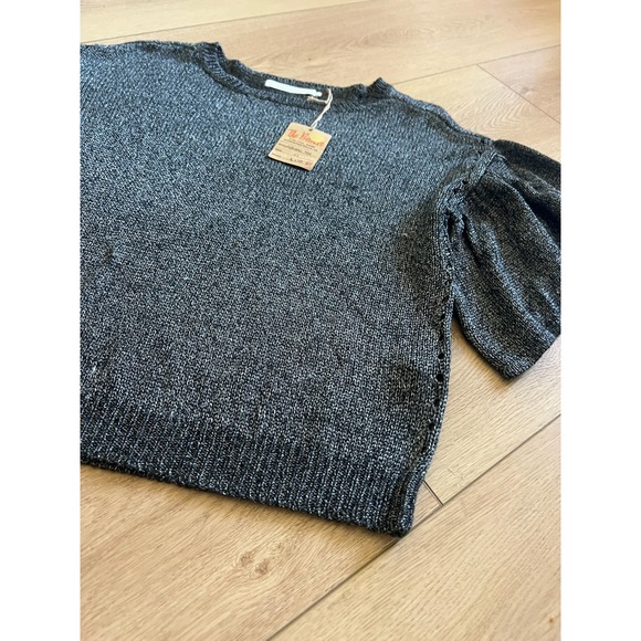 One Grey Day Naomi Tee XS Gray Knit Top‎ Flutter Sleeve Pullover Blouse - Picture 6 of 7